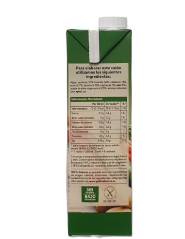 CALDO DE VERDURAS G.BLANCA 100% NATURAL 1 L. BRICK