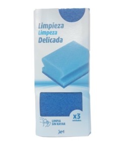 ESTROPAJO CON ESPONJA LIMPIEZA DELICADA PACK 3 SELEX