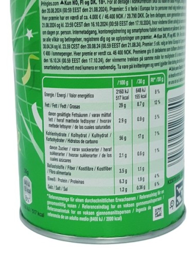 PATATAS PRINGLES 165 GRS (BOTE VERDE )