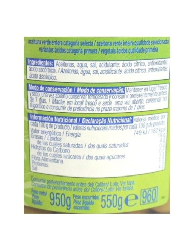 ACEITUNA S/HUESO TARRO 400 GRS 300/320 ALTEZA