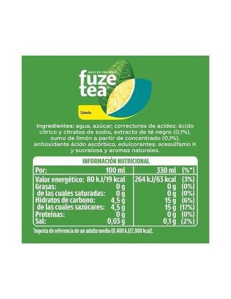 FUZETEA REFRESCO TE FRÍO LIMÓN 33CL
