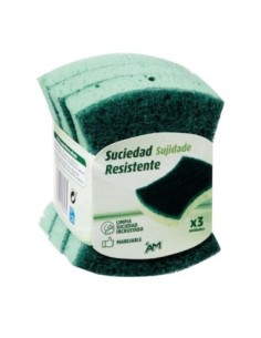 ESTROPAJO CON ESPONJA SUCIEDAD RESISENTE ERGO PACK 3 S