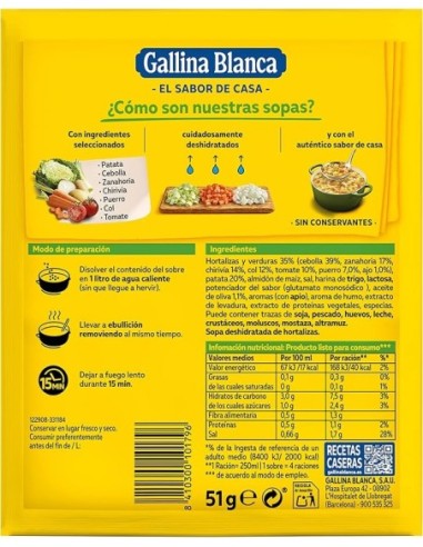 SOPA DE VERDURAS G.BLANCA SOBRE